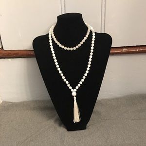 Howlite + Quartz Mala